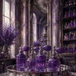 Lavender Threshold Mirrored Tray Of Violet Atomizers Purple Bathroom Wall Art