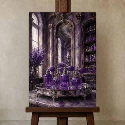 Premium Wall Art Dikey Html Edition – NM3-PUR-LP-V-002 displayed on a studio easel