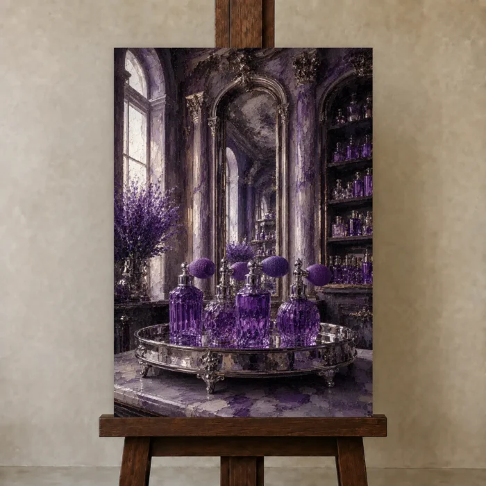 Premium Wall Art Dikey Html Edition – NM3-PUR-LP-V-002 displayed on a studio easel