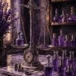 Lavender Reliquary Perfumer's Scale Purple Dressing Room Wall Art