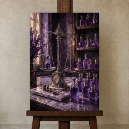 Premium Wall Art Dikey Html Edition – NM3-PUR-LP-V-003 displayed on a studio easel