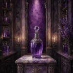 Lavender Ascent Marble Counter With A Single Sculptural Flacon Purple Bathroom Wall Art