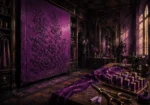 Plum Interlude Embroidered Panel Purple Living Room Wall Art