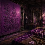 Plum Interlude Embroidered Panel Purple Living Room Wall Art
