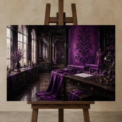 Premium Wall Art Yatay Html Edition – NM3-PUR-PS-H-005 displayed on a studio easel