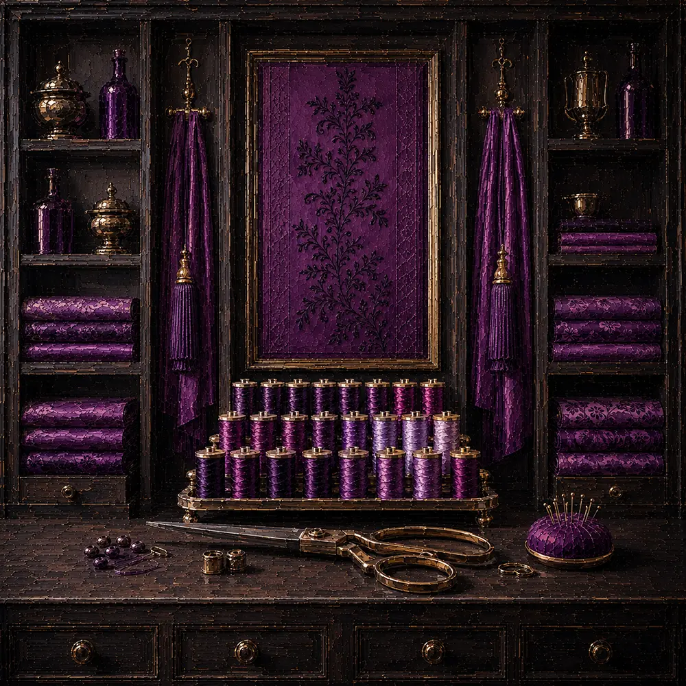 Plum Ritual Tray Of Thread Spools Purple Home Office Wall Art