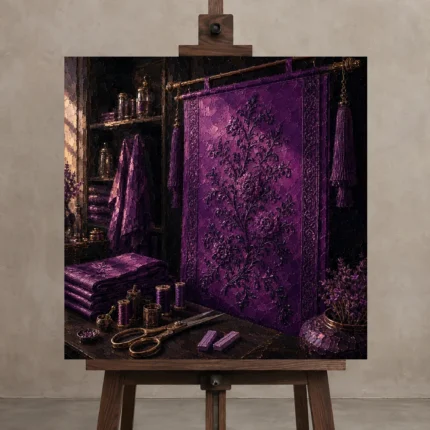 Premium Wall Art Kare Html Edition – NM3-PUR-PS-S-004 displayed on a studio easel