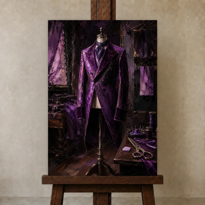 Premium Wall Art Dikey Html Edition – NM3-PUR-PS-V-001 displayed on a studio easel