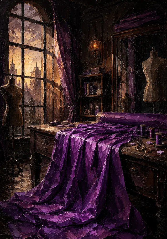 Plum Threshold Silk Fabric Spilling Purple Dressing Room Wall Art