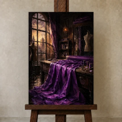 Premium Wall Art Dikey Html Edition – NM3-PUR-PS-V-002 displayed on a studio easel