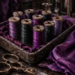 Plum Reliquary Tray Of Thread Spools Purple Home Office Wall Art
