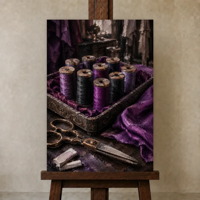 Premium Wall Art Dikey Html Edition – NM3-PUR-PS-V-003 displayed on a studio easel