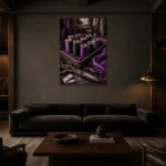 Premium Wall Art Dikey Html Edition – NM3-PUR-PS-V-003 shown in a warm modern interior