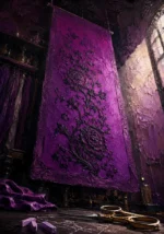 Plum Portrait Embroidered Panel Purple Living Room Wall Art