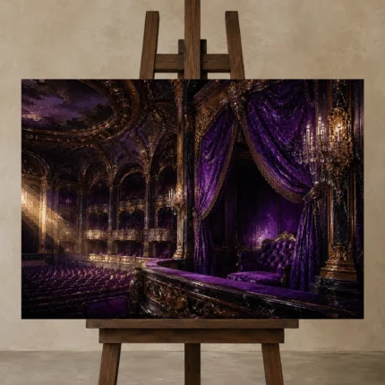 Premium Wall Art Yatay Html Edition – NM3-PUR-VO-H-001 displayed on a studio easel