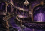 Violet Chronicle Curved Staircase Leading To Balcony Seats Purple Home Theater Wall Art