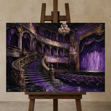 Premium Wall Art Yatay Html Edition – NM3-PUR-VO-H-003 displayed on a studio easel
