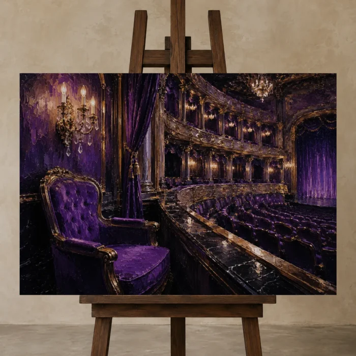Premium Wall Art Yatay Html Edition – NM3-PUR-VO-H-004 displayed on a studio easel