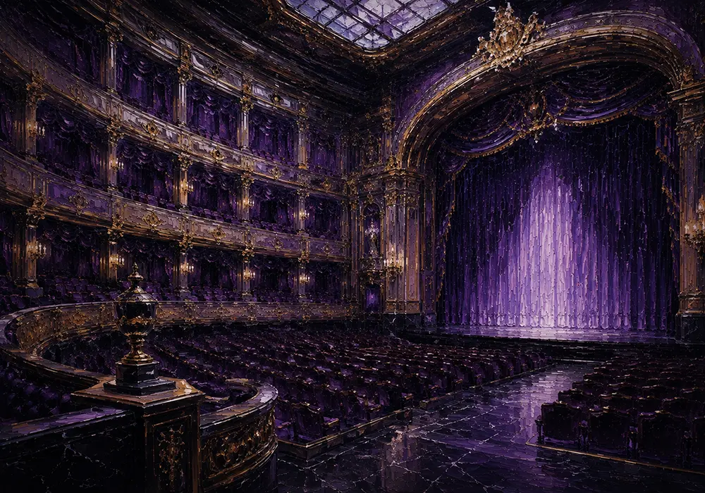 Violet Passage Proscenium Arch Purple Home Theater Wall Art