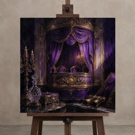 Premium Wall Art Kare Html Edition – NM3-PUR-VO-S-001 displayed on a studio easel