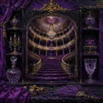 Violet Ritual Curved Staircase Leading To Balcony Seats Purple Home Theater Wall Art