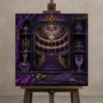 Premium Wall Art Kare Html Edition – NM3-PUR-VO-S-003 displayed on a studio easel