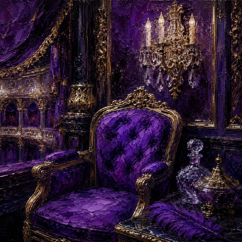 Violet Study Single Velvet Seat Purple Bedroom Wall Art