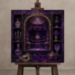 Premium Wall Art Kare Html Edition – NM3-PUR-VO-S-005 displayed on a studio easel