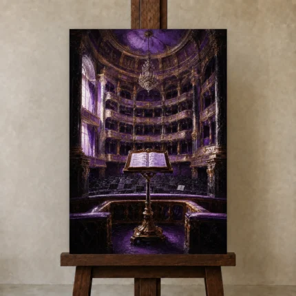 Premium Wall Art Dikey Html Edition – NM3-PUR-VO-V-002 displayed on a studio easel