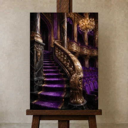 Premium Wall Art Dikey Html Edition – NM3-PUR-VO-V-003 displayed on a studio easel