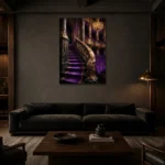 Premium Wall Art Dikey Html Edition – NM3-PUR-VO-V-003 shown in a warm modern interior