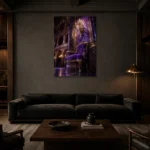Premium Wall Art Dikey Html Edition – NM3-PUR-VO-V-004 shown in a warm modern interior