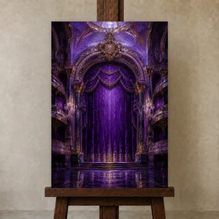 Premium Wall Art Dikey Html Edition – NM3-PUR-VO-V-005 displayed on a studio easel