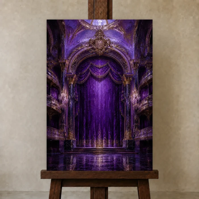 Premium Wall Art Dikey Html Edition – NM3-PUR-VO-V-005 displayed on a studio easel