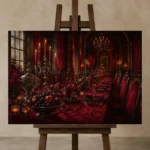 Premium Wall Art Yatay Html Edition – NM3-RED-CB-H-001 displayed on a studio easel