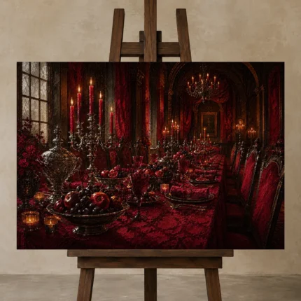 Premium Wall Art Yatay Html Edition – NM3-RED-CB-H-001 displayed on a studio easel