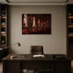 Premium Wall Art Yatay Html Edition – NM3-RED-CB-H-003 displayed in a contemporary gallery-inspired room