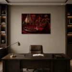 Premium Wall Art Yatay Html Edition – NM3-RED-CB-H-004 displayed in a contemporary gallery-inspired room