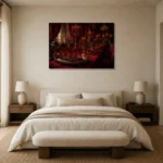 Premium Wall Art Yatay Html Edition – NM3-RED-CB-H-004 showcased in an elegant minimalist interior