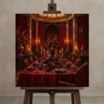 Premium Wall Art Kare Html Edition – NM3-RED-CB-S-001 displayed on a studio easel