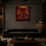 Premium Wall Art Kare Html Edition – NM3-RED-CB-S-001 shown in a warm modern interior