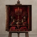 Premium Wall Art Kare Html Edition – NM3-RED-CB-S-003 displayed on a studio easel