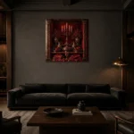 Premium Wall Art Kare Html Edition – NM3-RED-CB-S-003 shown in a warm modern interior