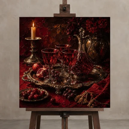 Premium Wall Art Kare Html Edition – NM3-RED-CB-S-004 displayed on a studio easel