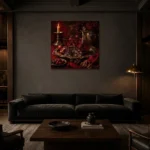 Premium Wall Art Kare Html Edition – NM3-RED-CB-S-004 shown in a warm modern interior