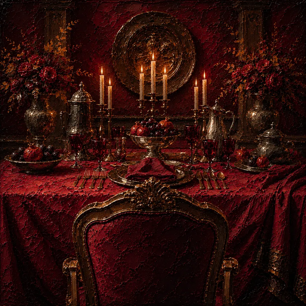 Banquet Constellation Empty Banquet Chair Red Dining Room Wall Art