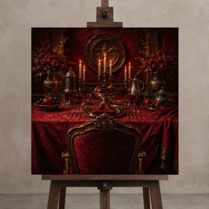 Premium Wall Art Kare Html Edition – NM3-RED-CB-S-005 displayed on a studio easel