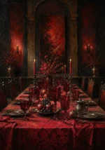 Banquet Sentinel Long Table Red Dining Room Wall Art