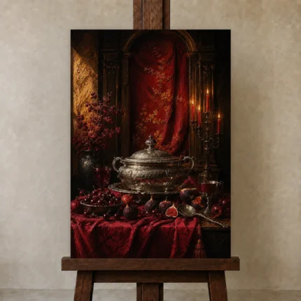 Premium Wall Art Dikey Html Edition – NM3-RED-CB-V-002 displayed on a studio easel