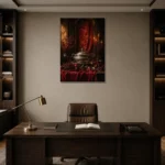 Premium Wall Art Dikey Html Edition – NM3-RED-CB-V-002 displayed in a contemporary gallery-inspired room